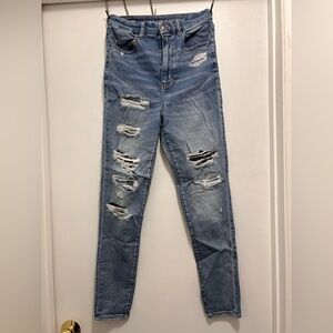 American Eagle Outfitters Light Blue Distressed Skinny Jeans